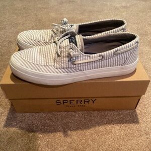Gray & White Striped Sperry